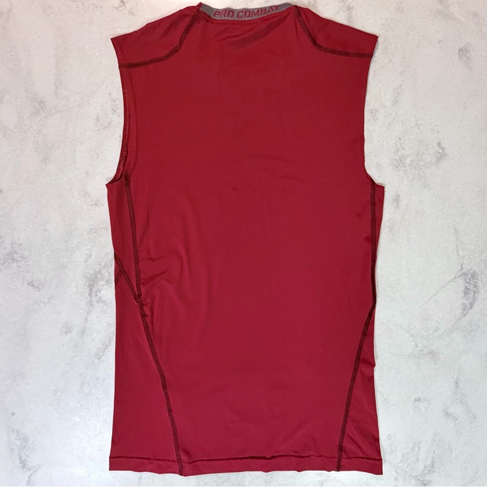 Nike Pro Combat Dri-Fit Red Compression Sleeveless Shirt Size L - Picture 2 of 3